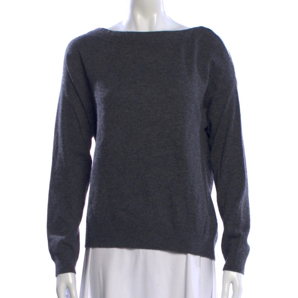 Vince Cashmere Sweater Womens XS Gray Cold Shoulder Bateau Neck Pullover Luxury
